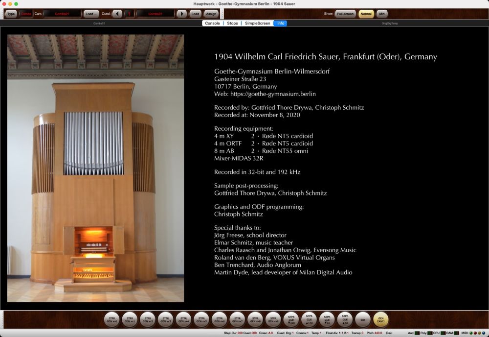Hauptwerk sample set screen